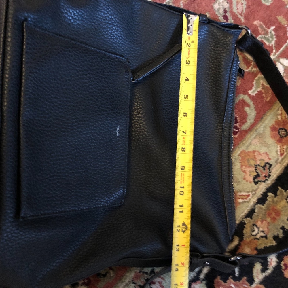 Co-Lab Vegan Faux Leather Large Black Shoulder Bag Zip Closure Exterior Pocket - Picture 5 of 7